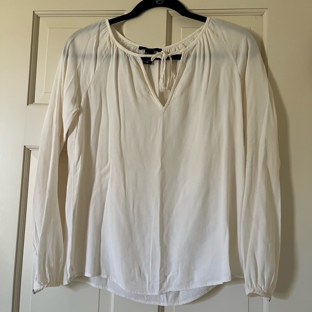 Forever 21 Women’s Peasant Blouse Size Small Boho Cottagecore Hippie Ivory Sheer